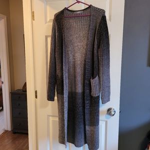 Black and gray duster ankle length